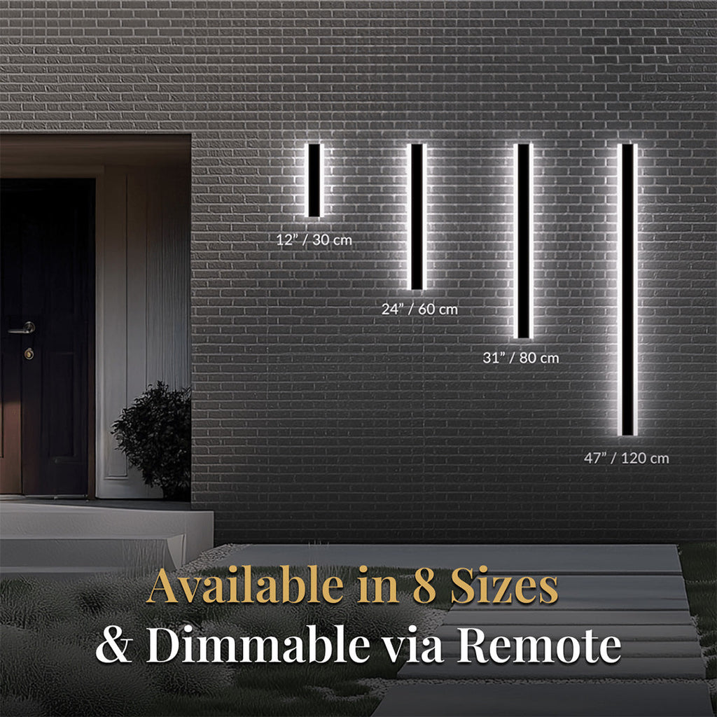 Haylen 59-Inch Modern Black Outdoor LED Wall Light, 3-Color Remote Dimming