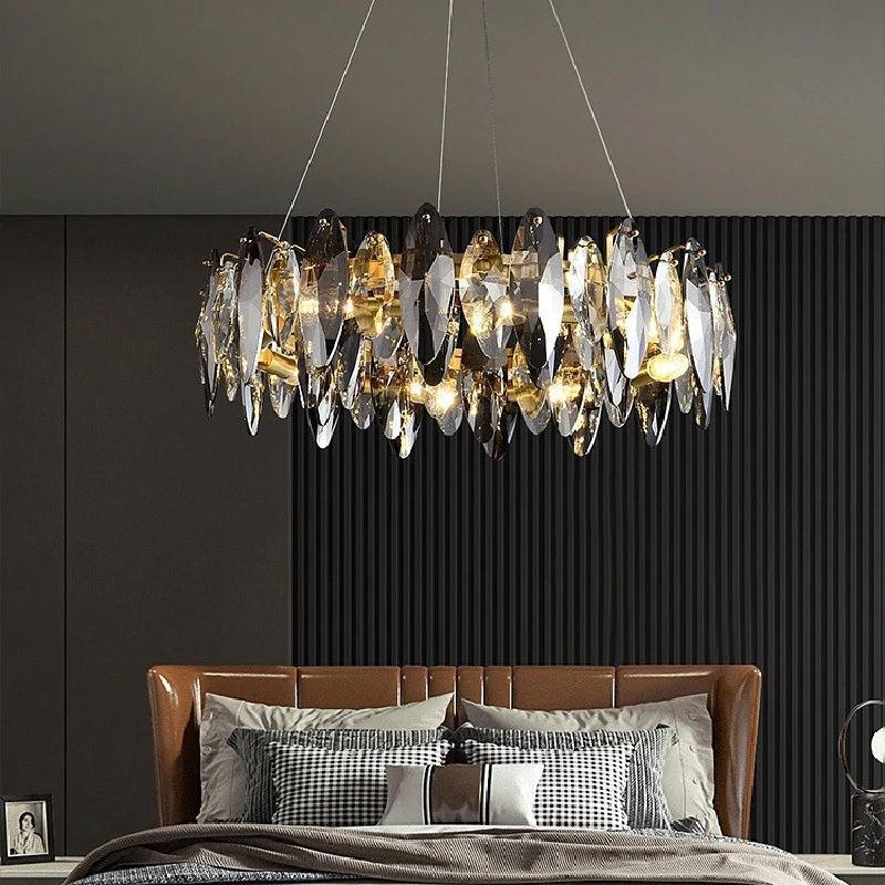 Denise Modern Round Smoke Crystal Chandelier