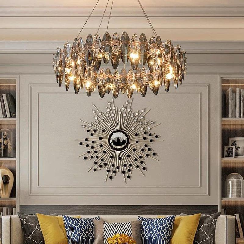 Denise Modern Round Smoke Crystal Chandelier