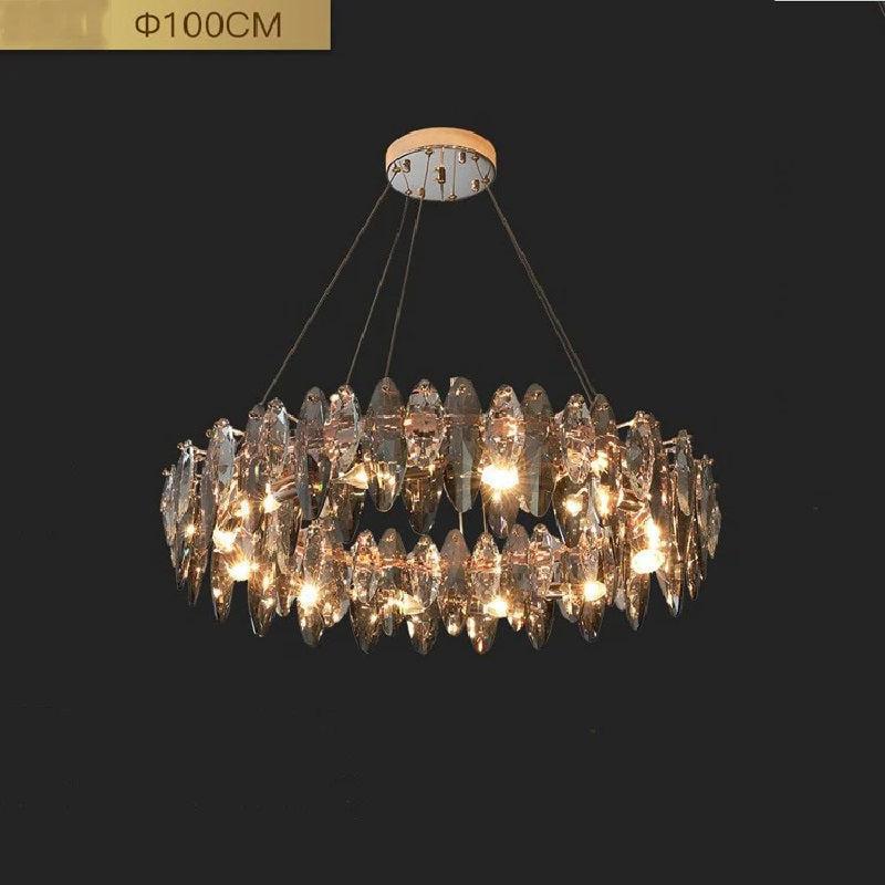 Denise Modern Round Smoke Crystal Chandelier