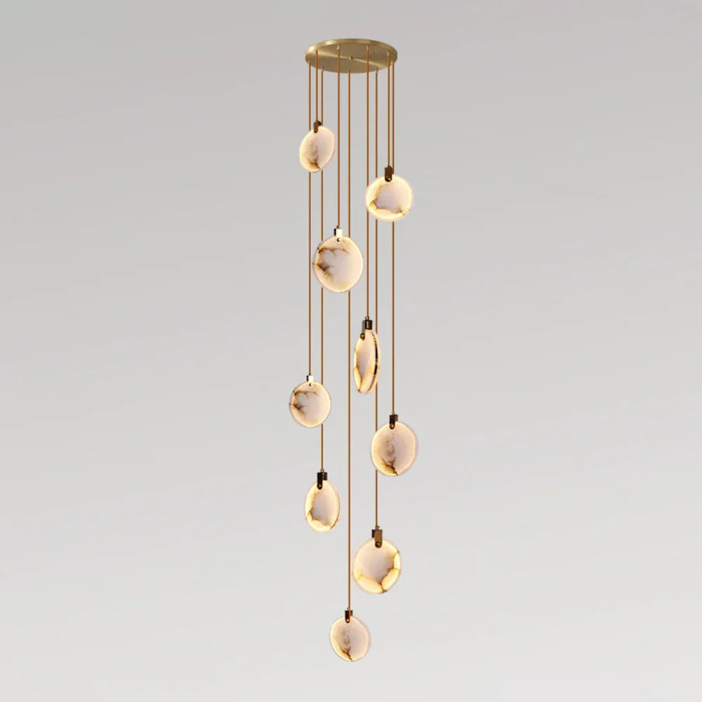 Moonshade Natural Marble Pendant Light with Adjustable Height