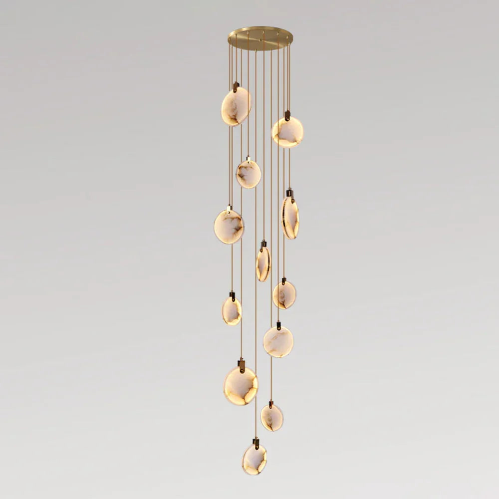Moonshade Natural Marble Pendant Light with Adjustable Height