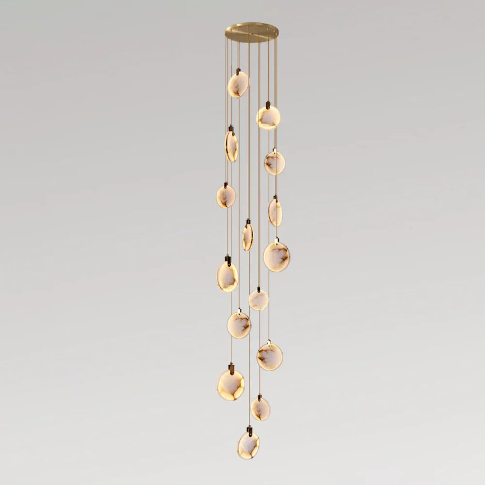 Moonshade Natural Marble Pendant Light with Adjustable Height