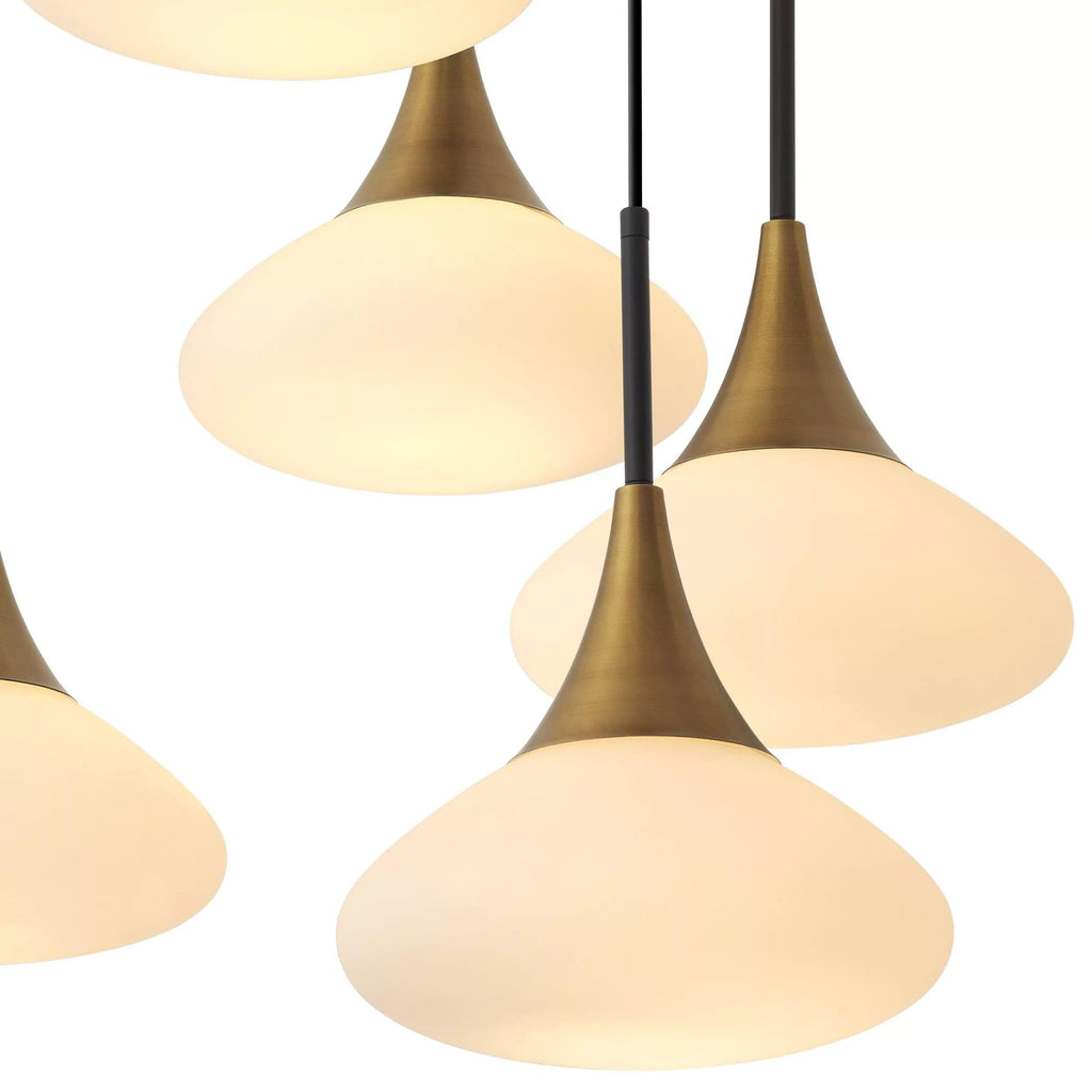 Duco L Modern Brass Chandelier - [Antique Brass Finish | White Glass | Black Finish | Alabaster]