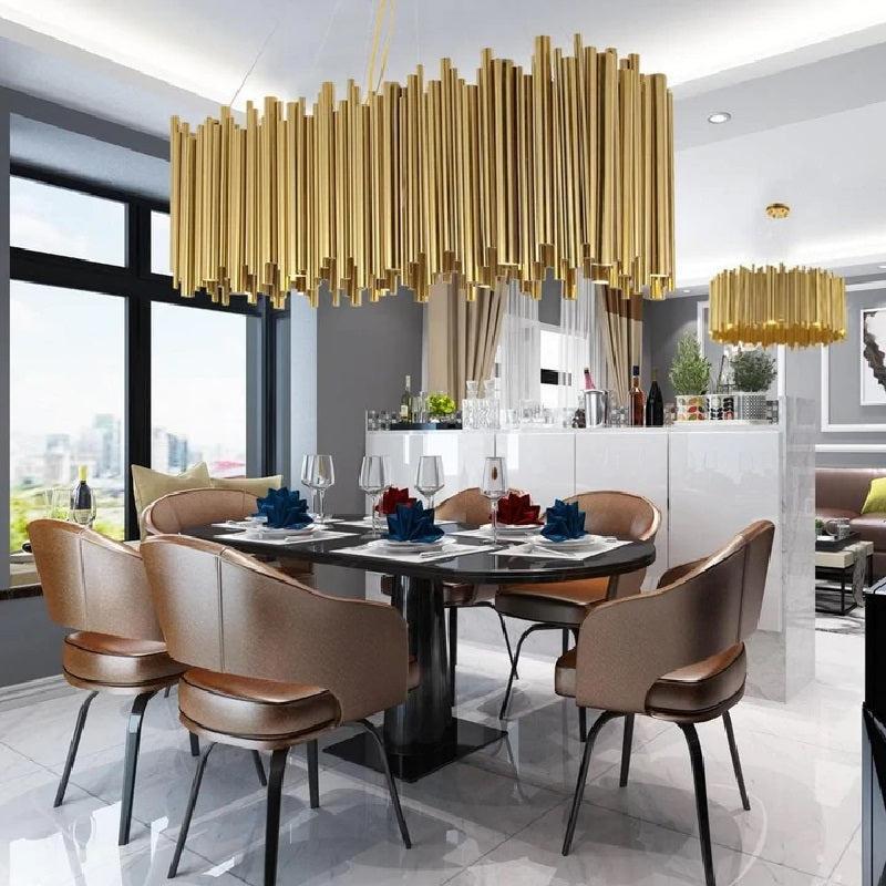 Edith Stainless Steel Tube Rectangle Chandelier