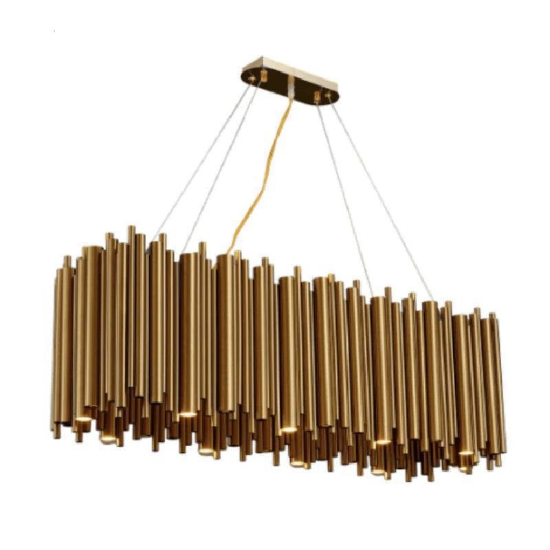 Edith Stainless Steel Tube Rectangle Chandelier