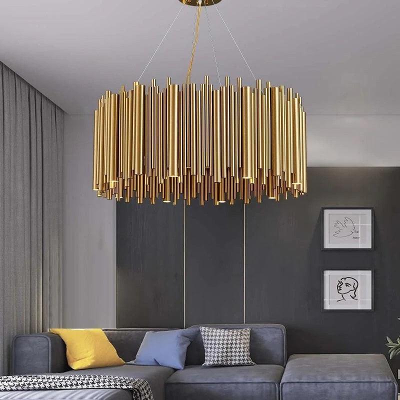 Edith Stainless Steel Tube Round Chandelier