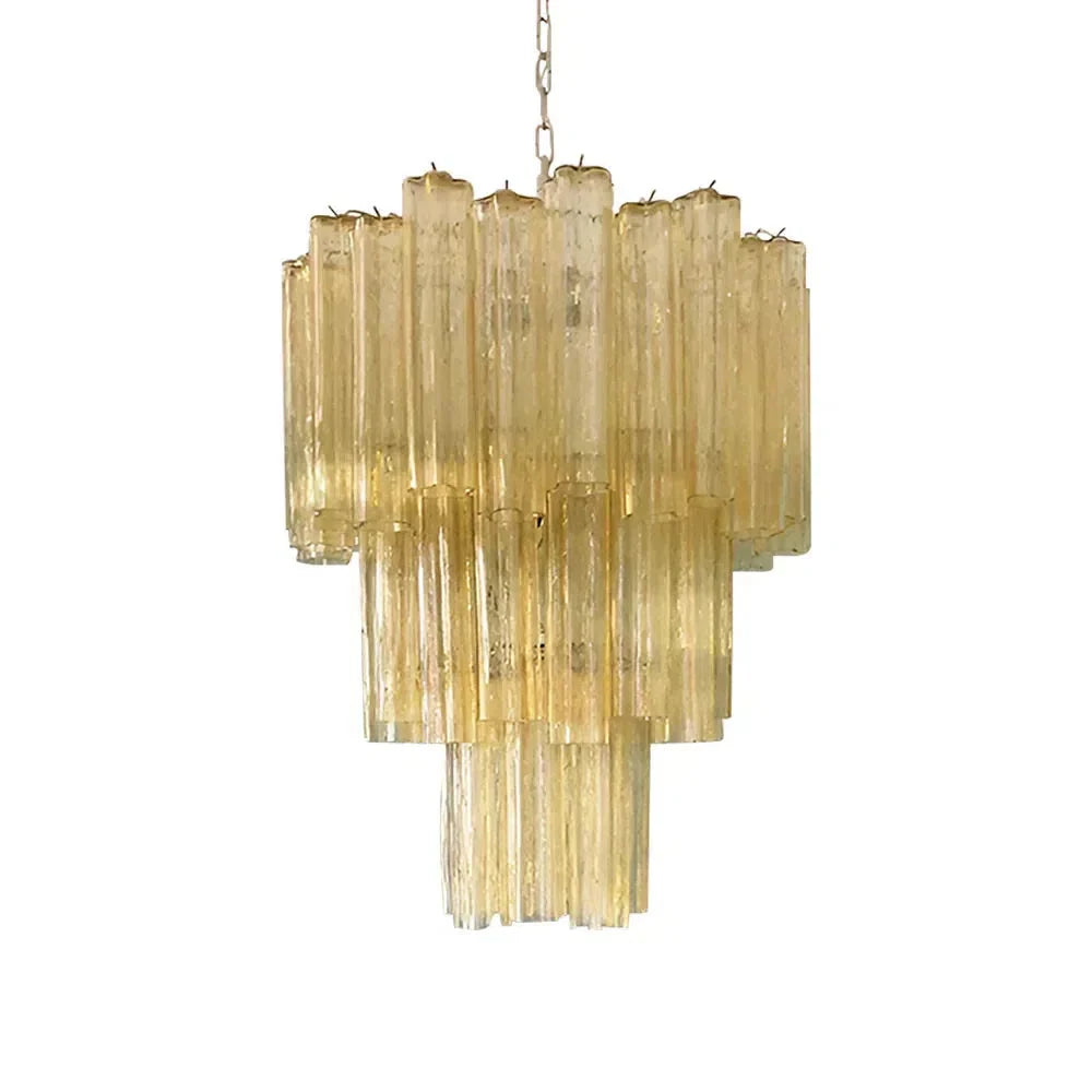 Elegant Yellow Murano Glass Tube Chandelier 25.6"