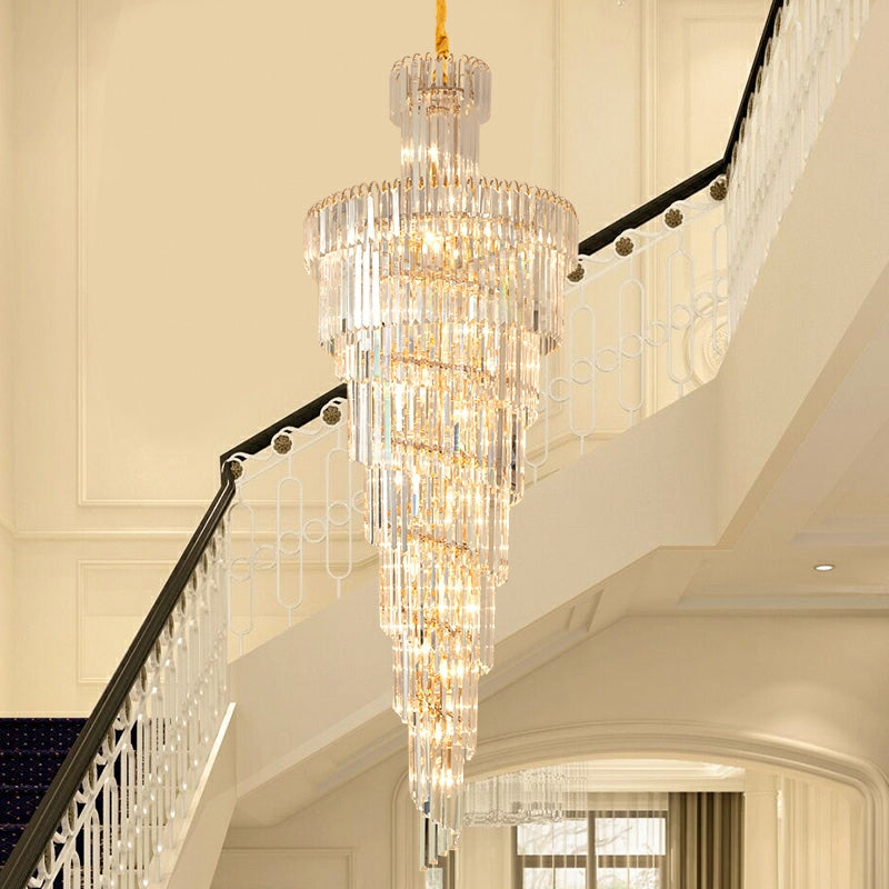 Calmoxve D39.4"*H236.2"/ 58 Lights Fabulous Extra Length modern Spiral Chandelier Long Crystal Ceiling Lighting For  2story house