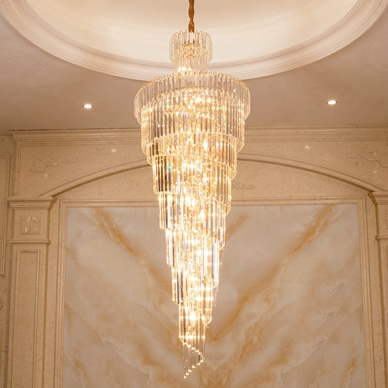 Calmoxve D39.4"*H236.2"/ 58 Lights Fancy Extra Length modern Spiral Chandelier Long Crystal Chandelier For Hallway 