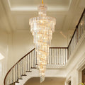 Calmoxve D39.4"*H236.2"/ 58 Lights Luxury Extra Large Foyer Spiral Staircase Chandelier Long Crystal Ceiling Light Fixture For Living Room Hall Entrance