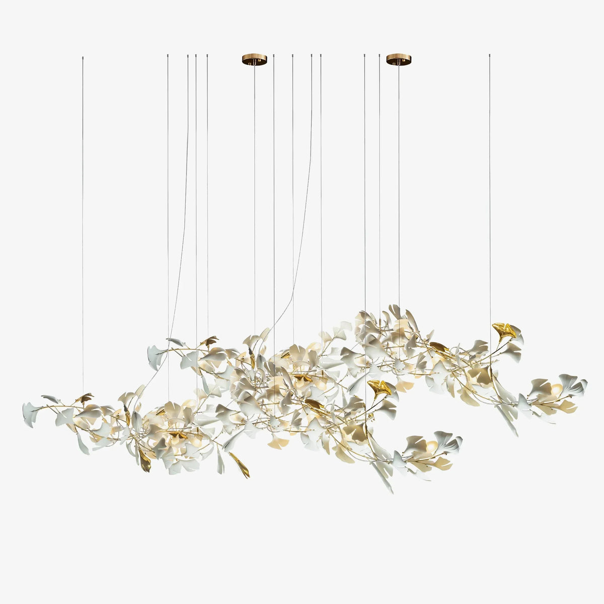 Extra Large Ceramics Twig White Flowers Chandelier Iron Tree Branch Pendant Light For Big Living/ Dining Room