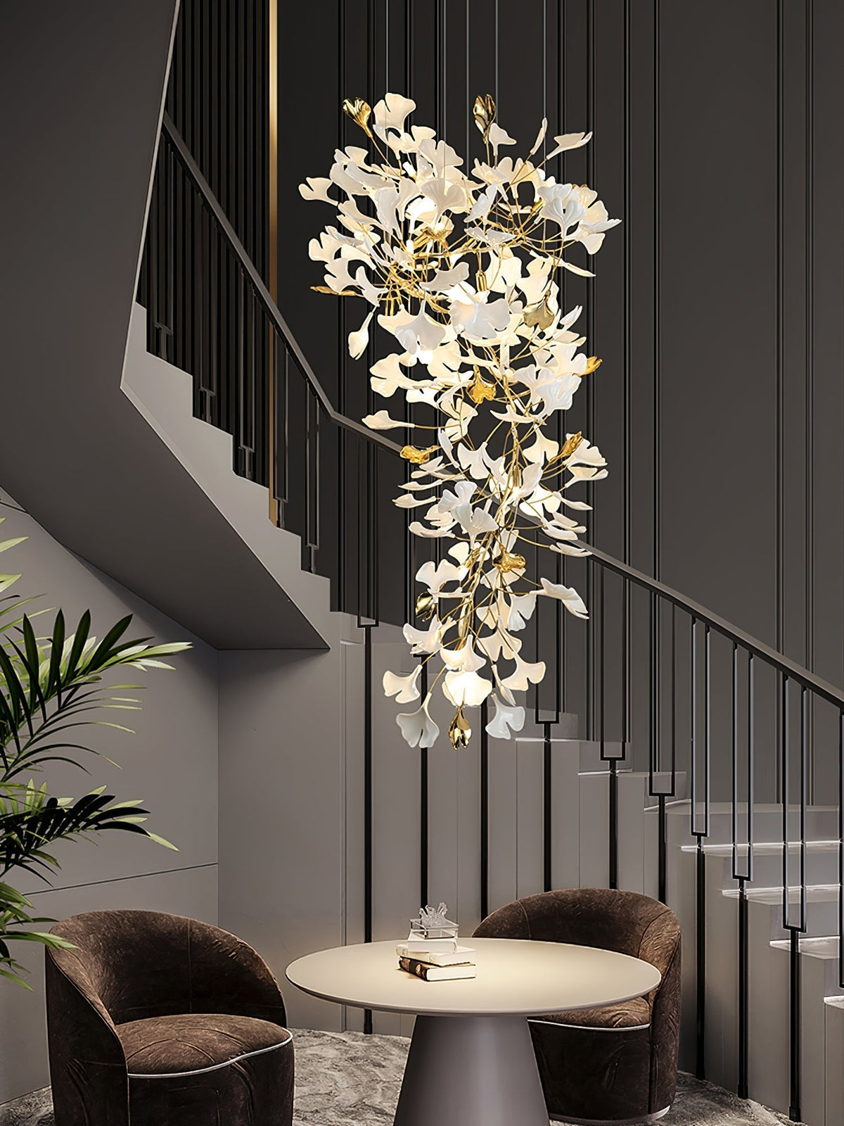 Gingko Ceramic Branch Chandelier Z