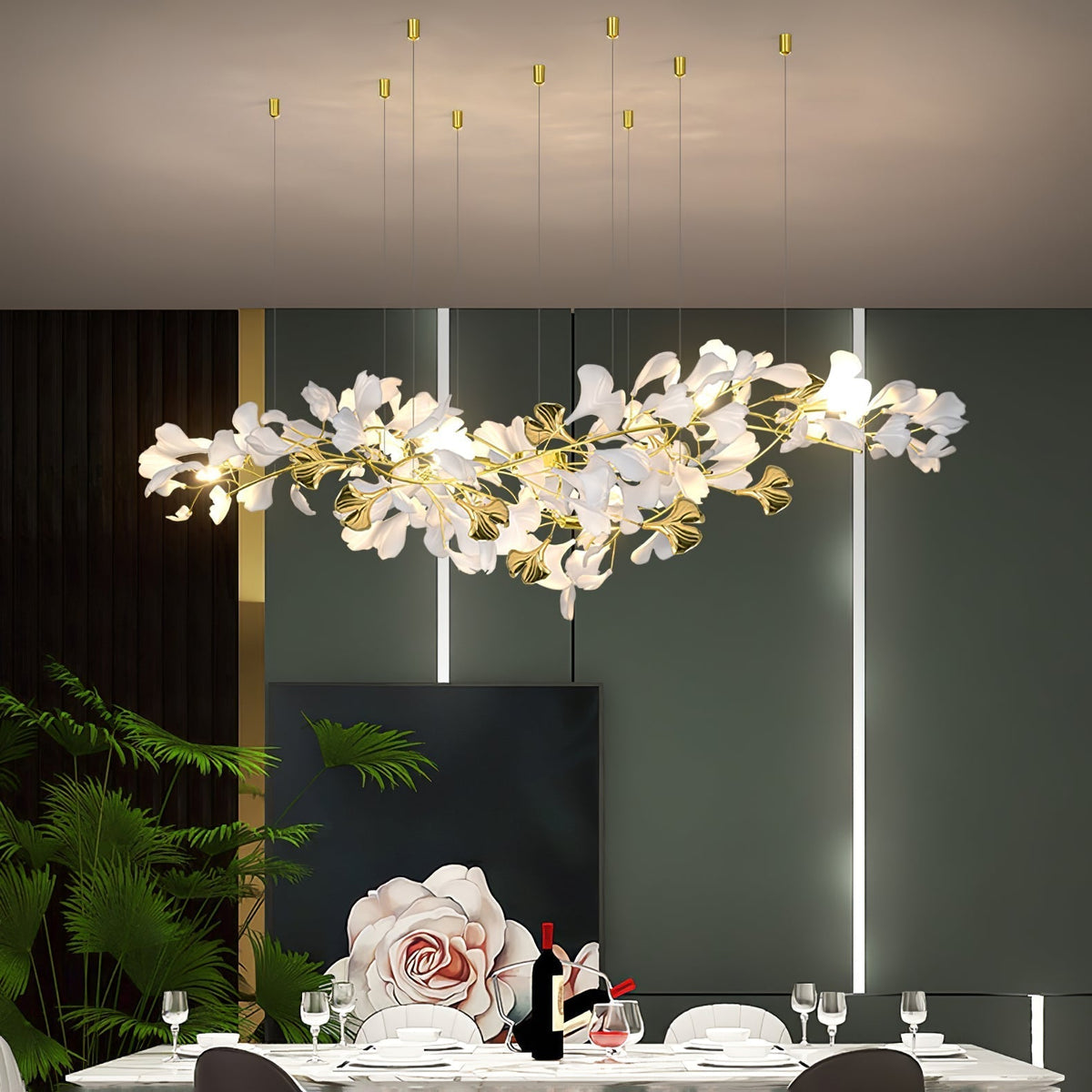 Gingko Ceramic Branch Chandelier Z
