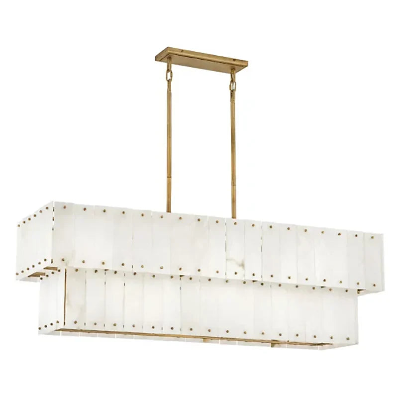Simone Alabaster Linear 2-Tier Chandelier