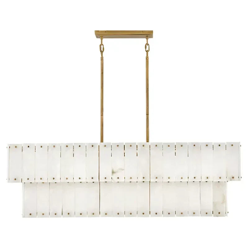 Simone Alabaster Linear 2-Tier Chandelier