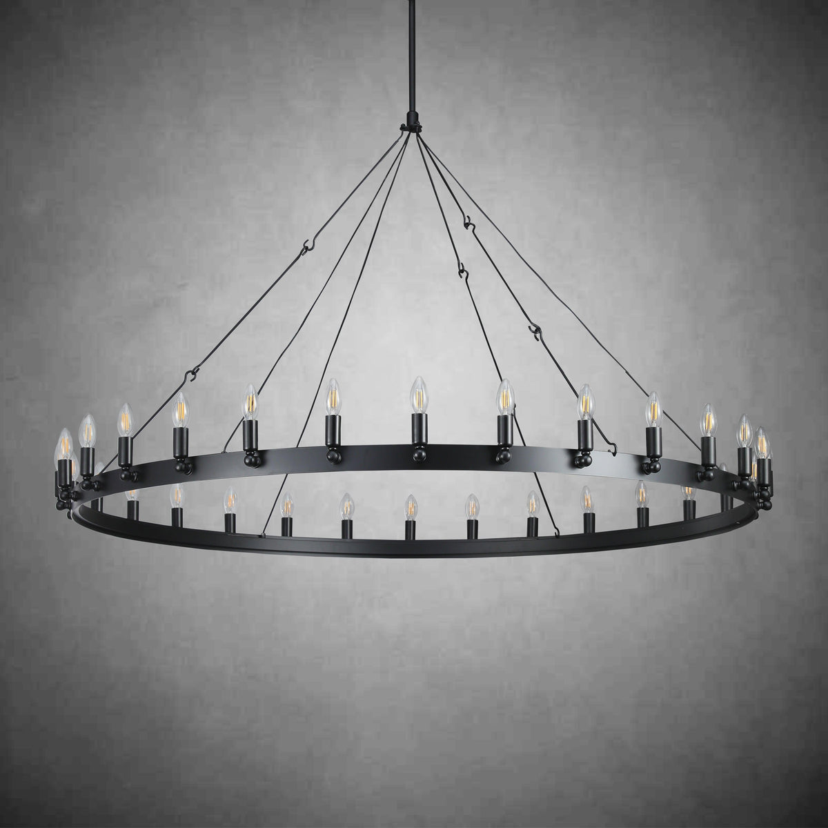 Camina Vintage Candelabra Round Chandelier 50"