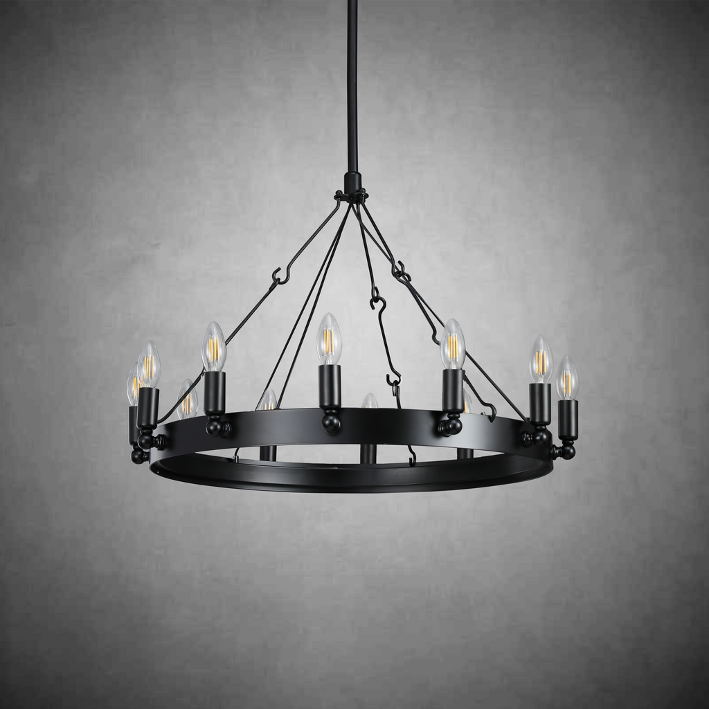 Camina Vintage Candelabra Round Chandelier 26"