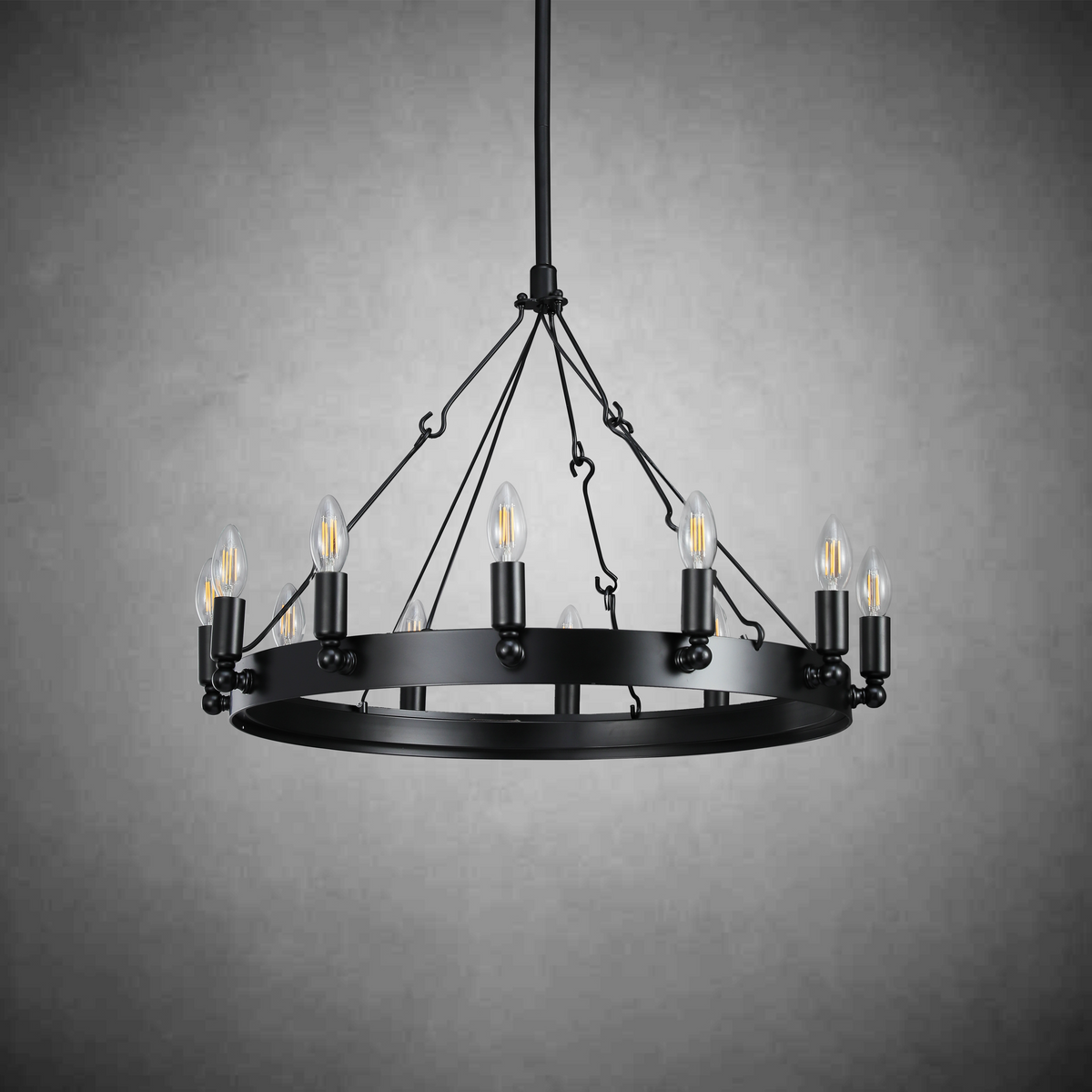 Camina Vintage Candelabra Round Chandelier 26"