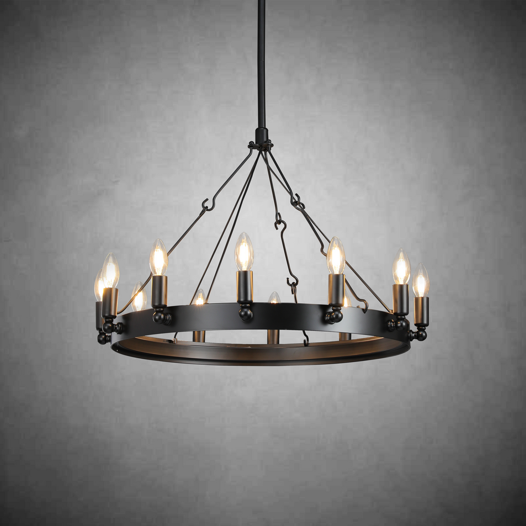 Camina Vintage Candelabra Round Chandelier 26"