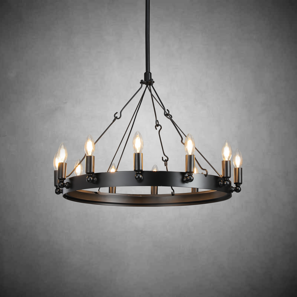 Camina Vintage Candelabra Round Chandelier 26"