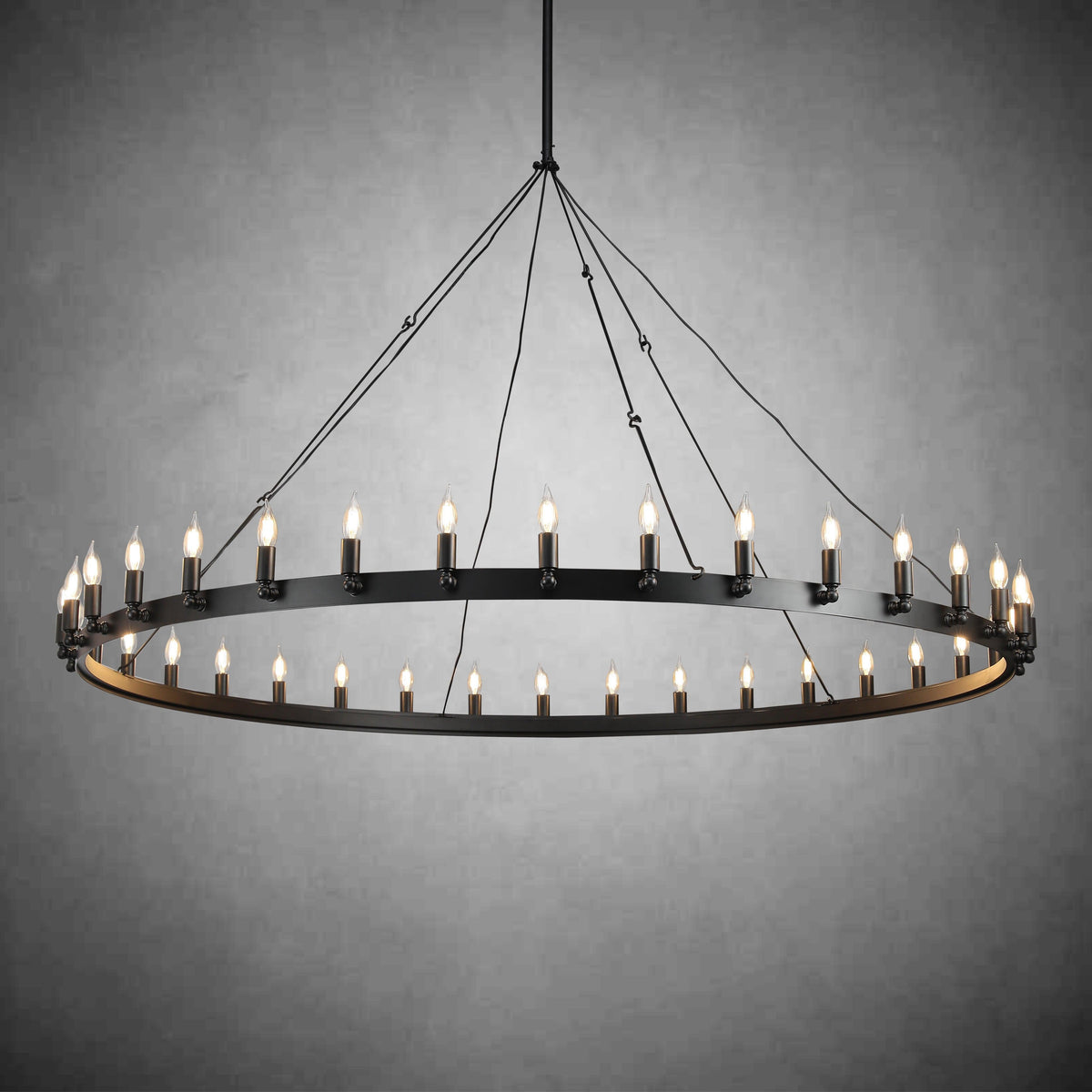 Camina Vintage Candelabra Round Chandelier 63"