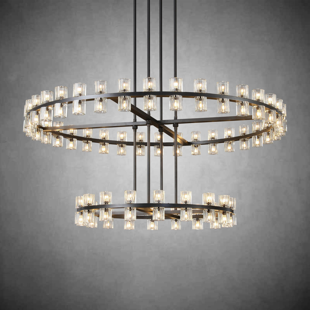 Arcachen Crystal 2-Tier Round Chandelier 60"