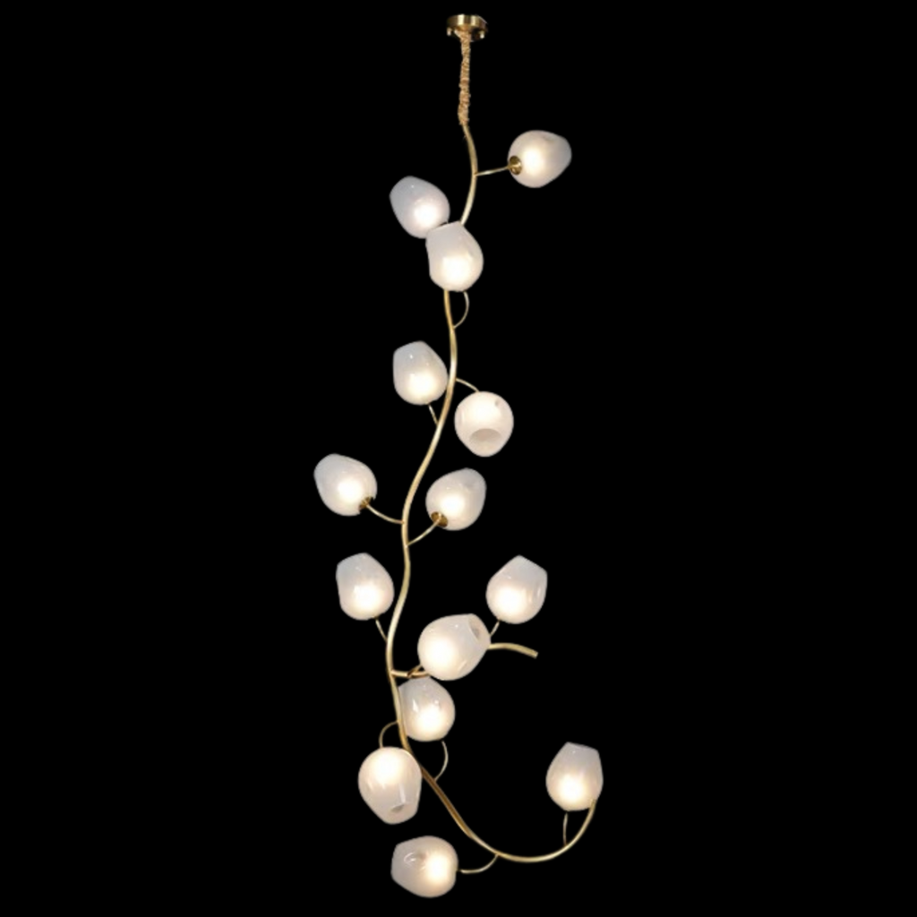 Artistic Glass Lampshade Chandelier with Branches Design for High Ceilings