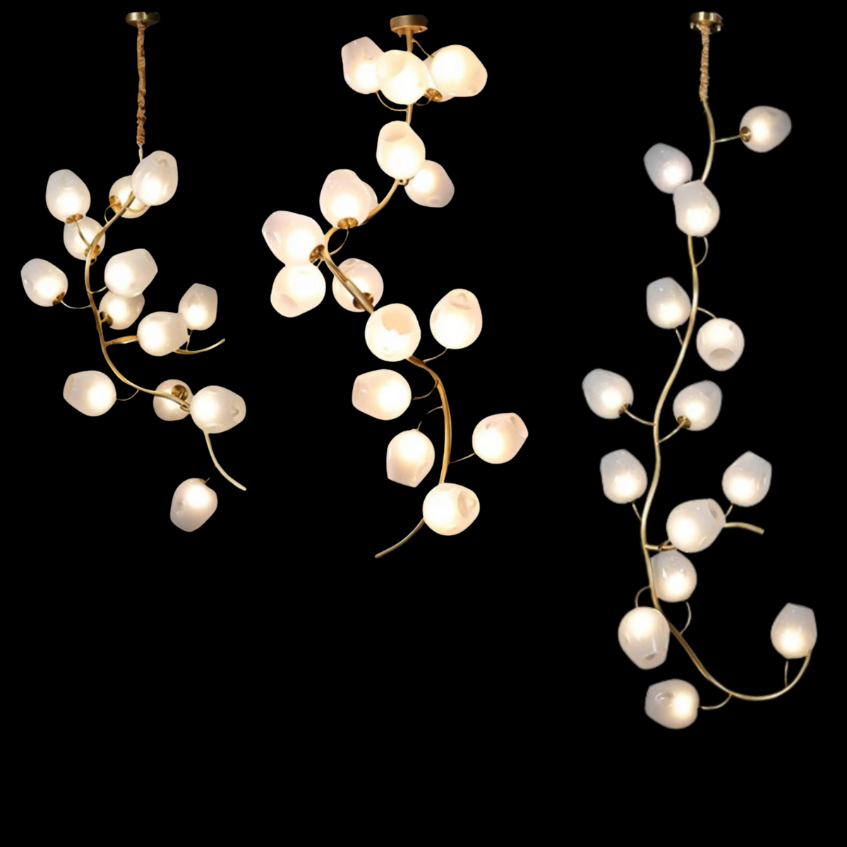 Artistic Glass Lampshade Chandelier with Branches Design for High Ceilings