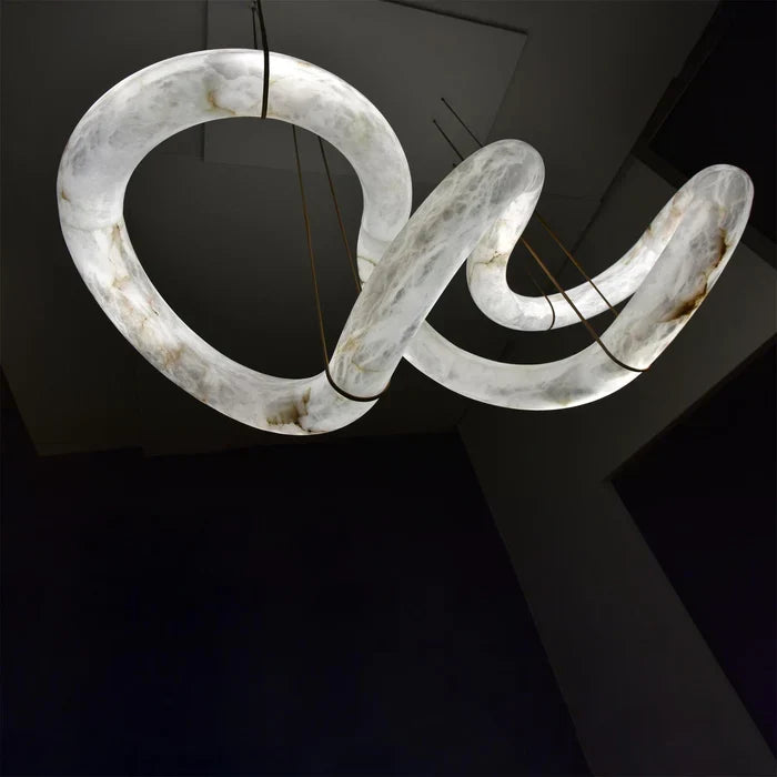 Oslo Designer Inspired Double Loop Symmetrical Alabaster Chandelier