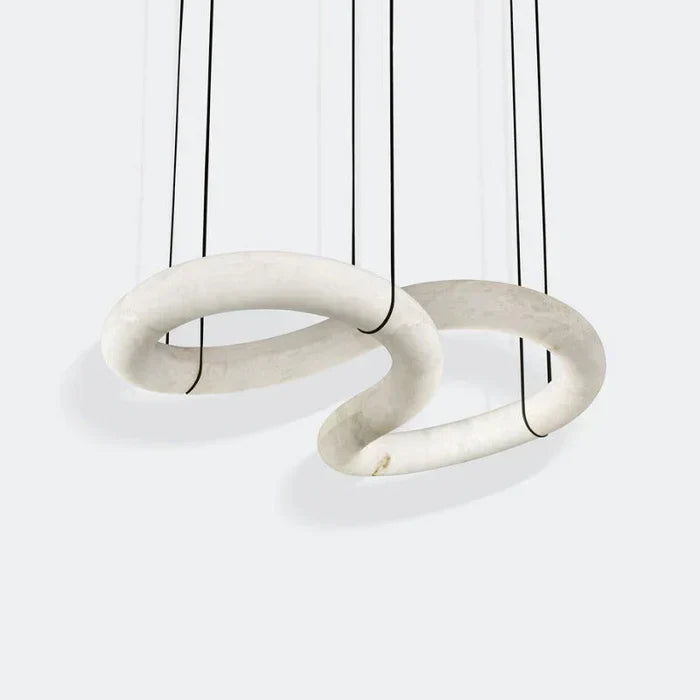 Oslo Designer Inspired Double Loop Symmetrical Alabaster Chandelier