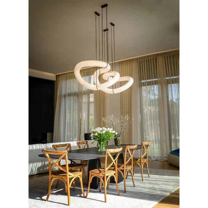Oslo Designer Inspired Double Loop Symmetrical Alabaster Chandelier