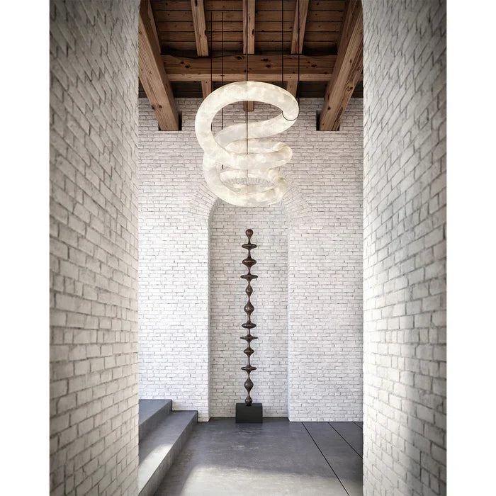 Oslo Designer Inspired Double Loop Symmetrical Alabaster Chandelier