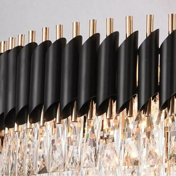 Calmoxve extra large black and golden iron crystal chandelier