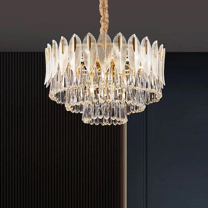 Flake Modern Three-tiered Rain Crystal Chandelier