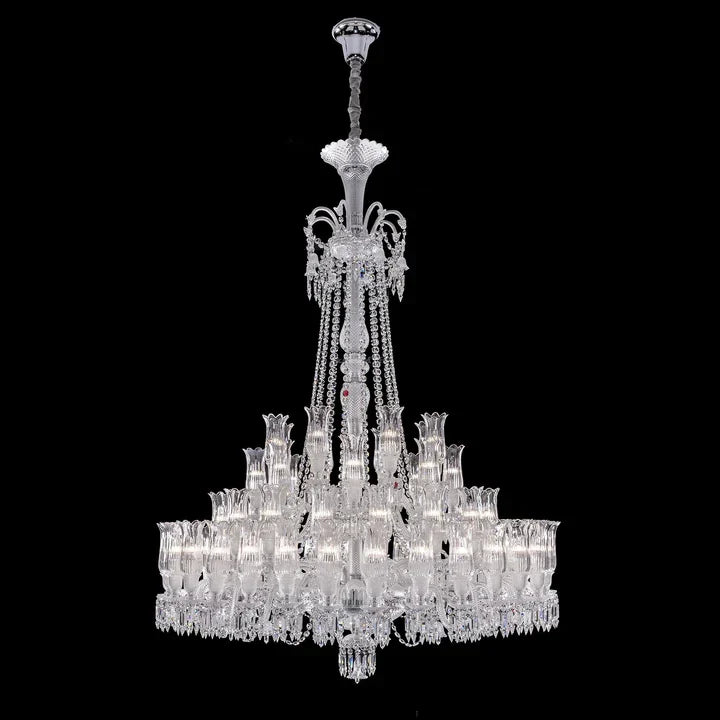 Multi Layer Chrome Crystal Chandelier in French Style with Romantic Branch Flowers for Grand Hallway and Staircase
