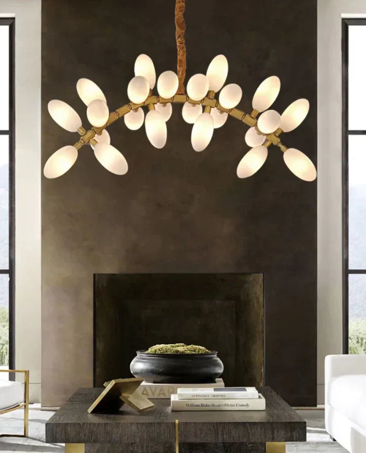 Nordic Art Long Magnolia alba Glass Ceiling Chandelier  for Staircase/Hallway/Entryway Light Fixture
