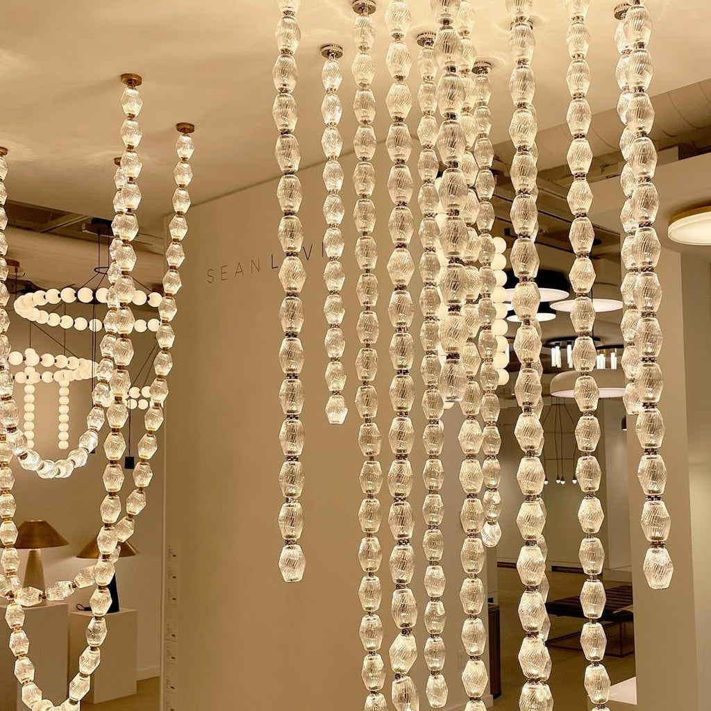 Creative Glass Pearl Necklace Pendnat Chandelier for Living/Dining Room/Staircase