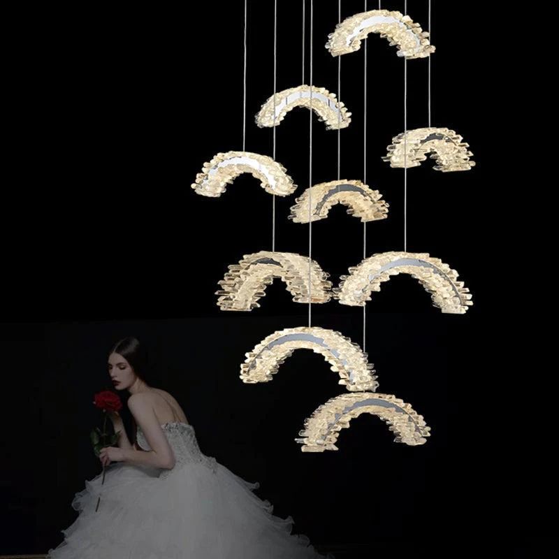 Rock Crystal Crescent Chandelier - Calmoxve