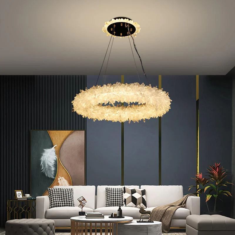 Rock Crystal Halo Modern Chandelier - Calmoxve