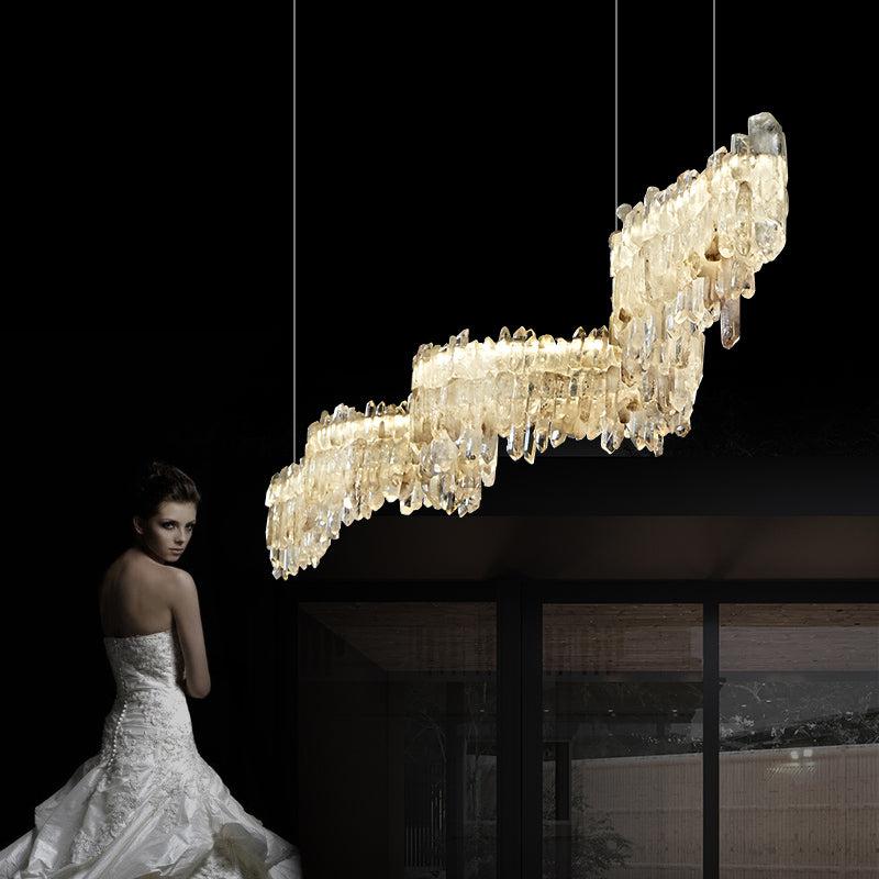 Rock Crystal Linear Chandelier - Calmoxve
