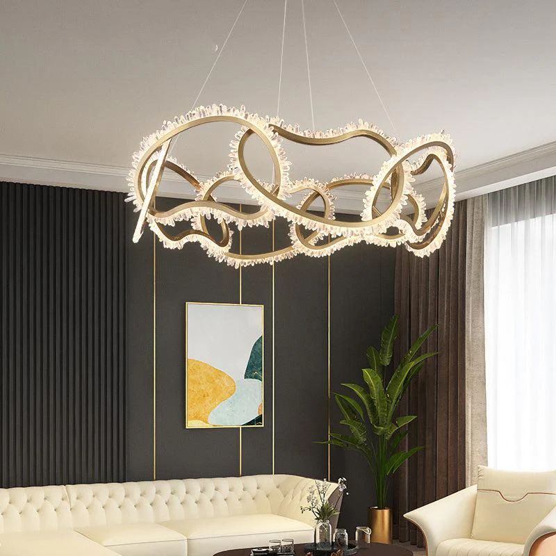 Rock Crystal Multi Ring Chandelier - Calmoxve