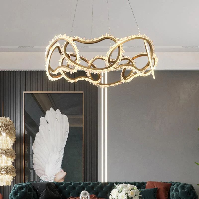 Rock Crystal Multi Ring Chandelier - Calmoxve
