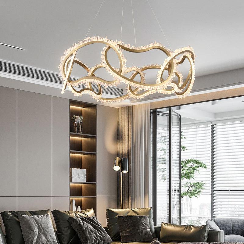 Rock Crystal Multi Ring Chandelier - Calmoxve