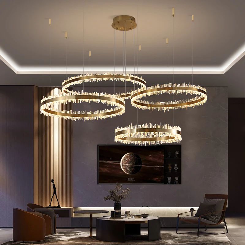 Rock Crystal Rings Luxury Chandelier - Calmoxve