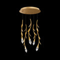 Modern Luxury Floating Branches Floral Crystal Chandelier with Round Canopy for High-ceiling