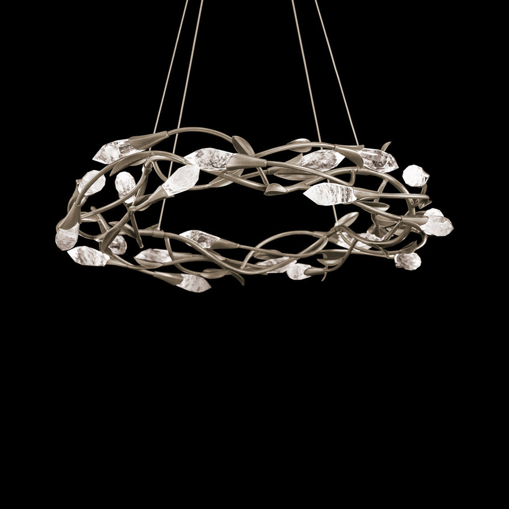 Modern Linear/Round Floral Branches Crystal Chandelier