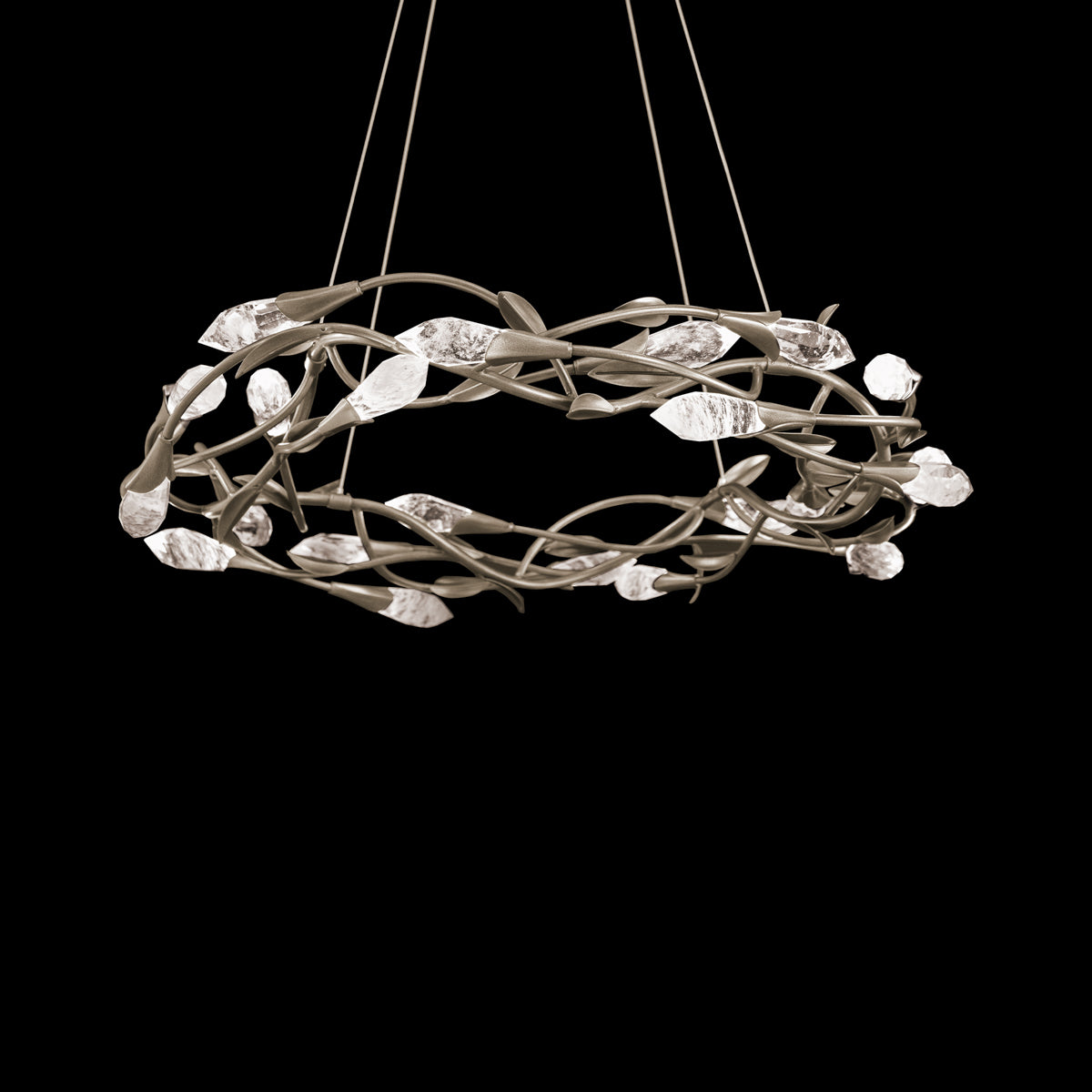 Modern Linear/Round Floral Branches Crystal Chandelier