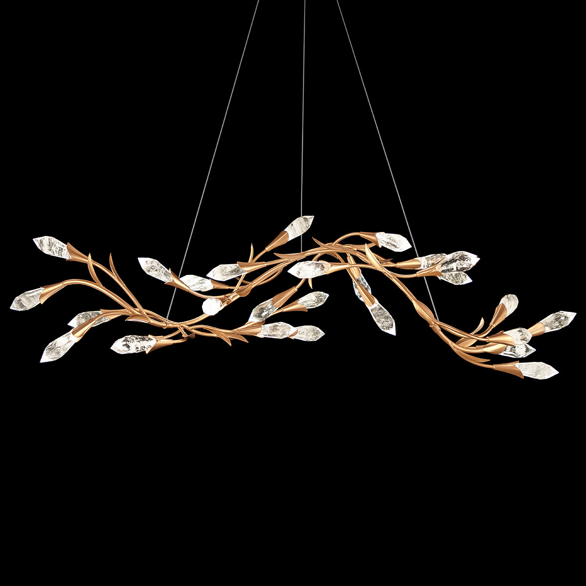 Modern Linear/Round Floral Branches Crystal Chandelier