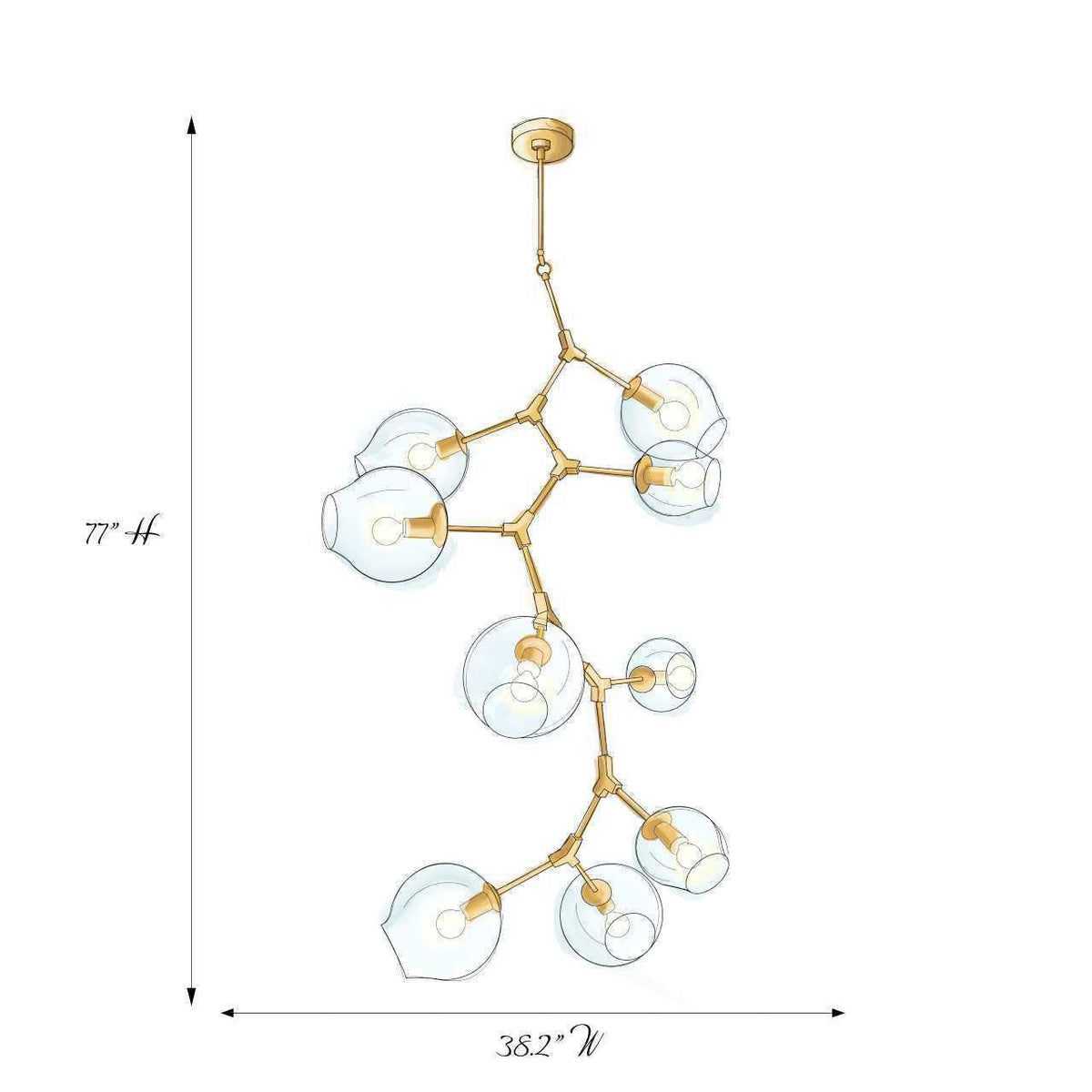 Covington Drop Globe Branching Bubble Chandelier 38''